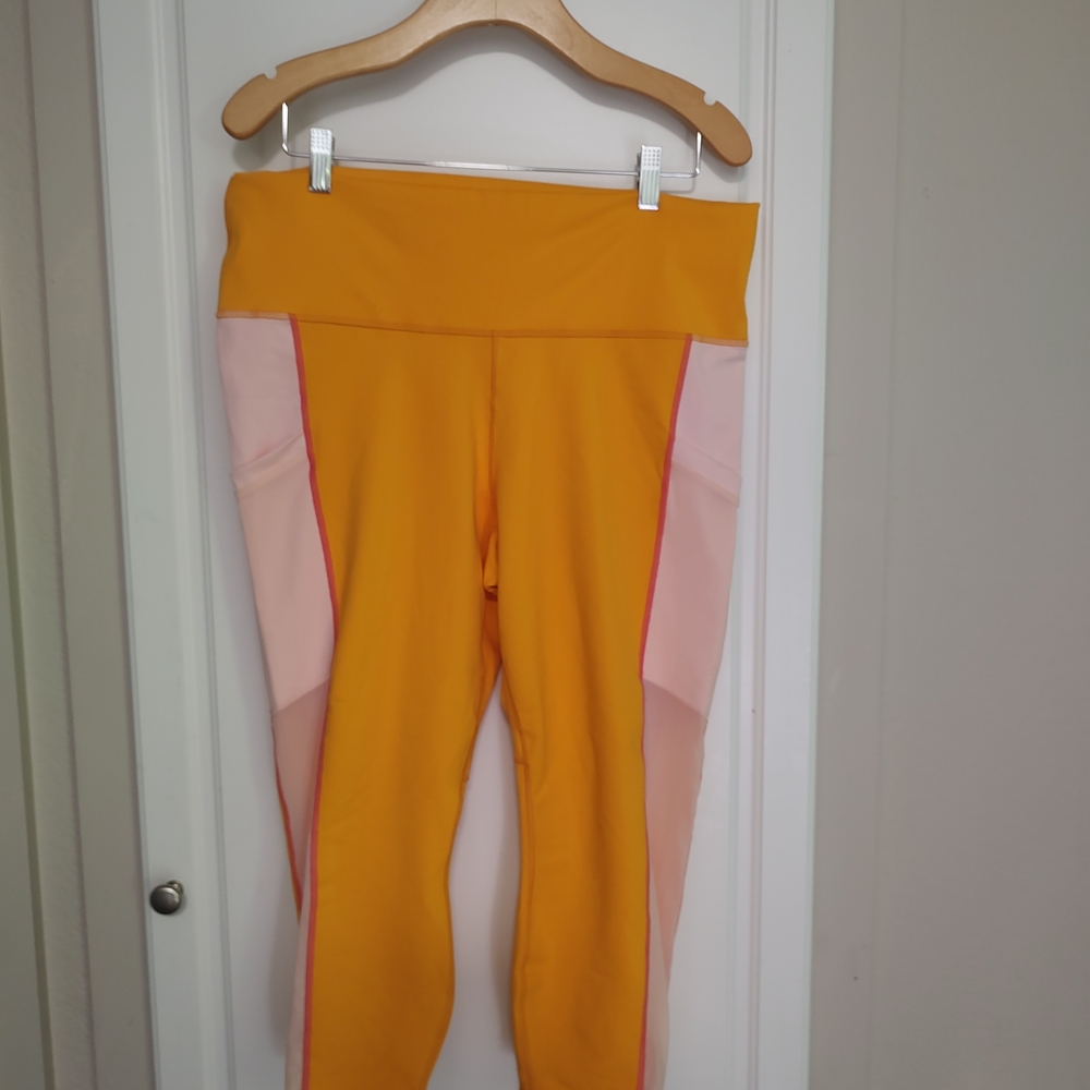 Fabletics Kids Leggings in Yellow and Pink